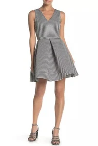 Love Ady Black White Striped Sleeveless Fit Flare Skater Dress M READ STAINED - Picture 1 of 12