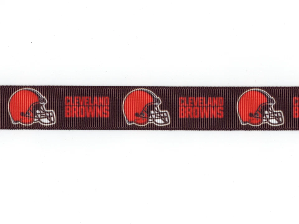 CLEVELAND BROWNS 7/8" GROSGRAIN RIBBON 1,3,5,10 YARDS FOOTBALL SHIP FROM USA - Image 1 of 1
