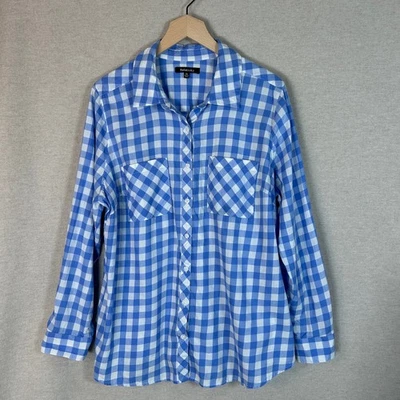 Top con botones Relativity para mujer talla 2X Country Buffalo a cuadros Cottagecore Foto 1 de 4