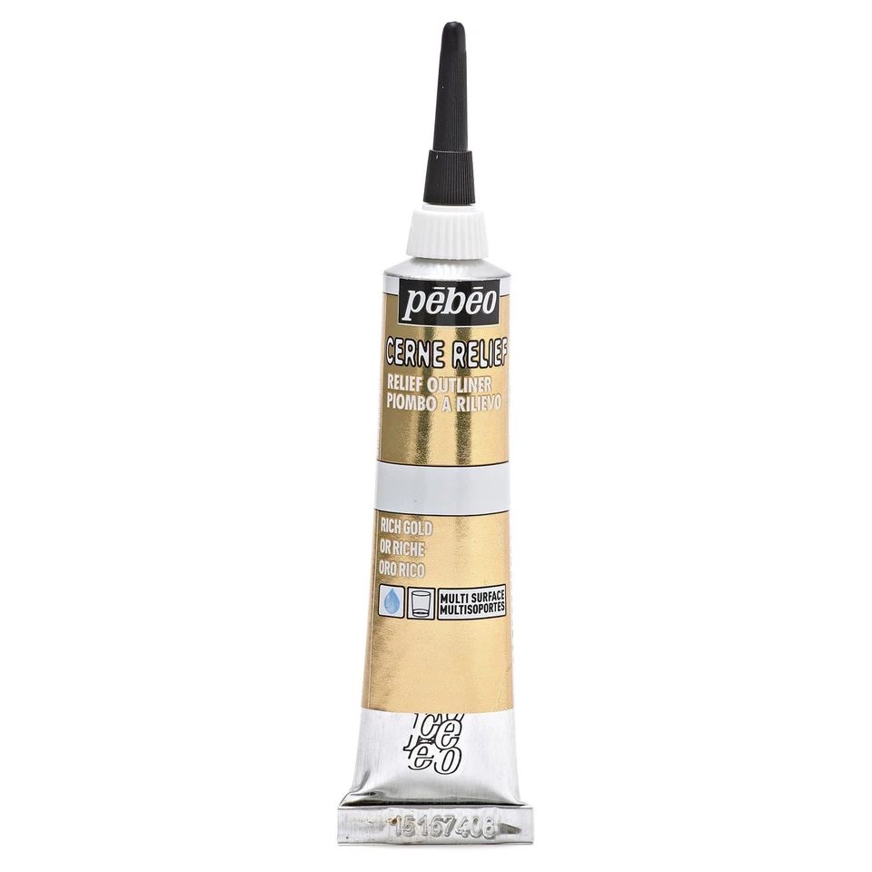 Pebeo 20 Ml Vitrail Stained Glass Effect Cerne Relief Tube With Nozzle Rich