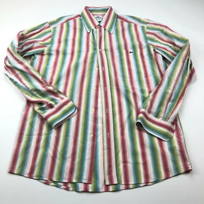 Camisa de vestir Lacoste 38 multicolor usada en excelente estado 14,5/34 para hombre con botones delanteros manga larga Foto 1 de 4