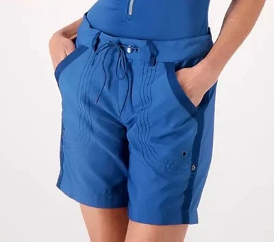 Jantzen Adjustable Roll-Up Women’s Bermuda Shorts Moroccan Blue Sz S w/Pockets - Image 1 of 4