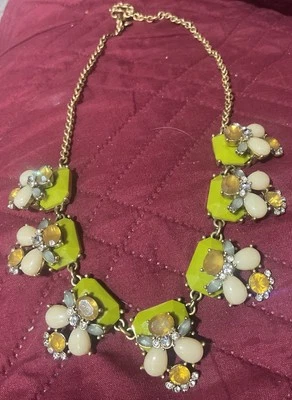 Collar J.Crew Cabujón Amarillo Cristal Punta Cepillado Oro Firmado Foto 1 de 4