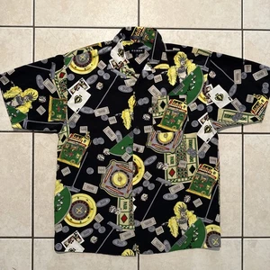 Koman Sport Hawaiihemd Herren Large Casino Poker Roulette Black Jack Karten - Bild 1 von 9
