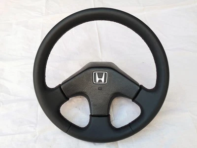 Honda CRX Civic 4-Gen Steering Wheel New Leather Red Stitch 88-92 EF8 EF9 SiR OE - Bild 1 von 4
