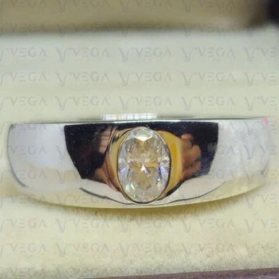 Anillo de compromiso de diamantes HPHT creados en laboratorio ovalado de 1,50 quilates platino macizo 950 piezas Foto 1 de 4