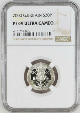 2000 Great Britain SILVER 20 Pence Proof NGC PF69 - Image 1 of 2