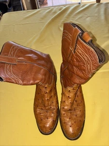 Vintage Justin Westernstiefel J60214 Größe 6C Straußenunterteil gebraucht Lederoberteile - Bild 1 von 11