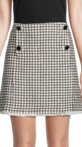 Ted BAKER Tweed Mini Skirt Women Ivory Checks Above-Knee ivory Size 1 - Picture 1 of 11