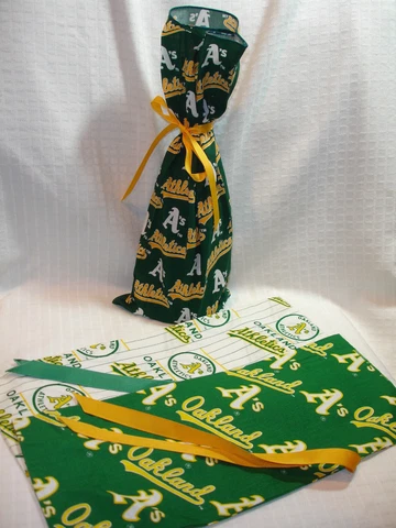 Oakland Athletics A's MLB Baseball Cotton Fabric Wine/Gift Bag NEW Cover