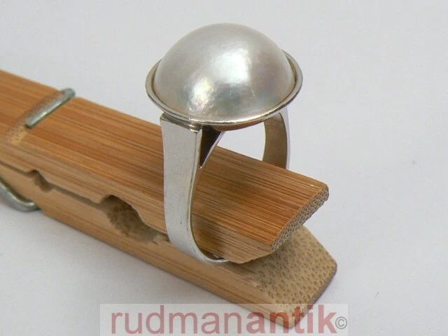 RING WEISSGOLD 585 mit großer MABEPERLE - punziert und signiert - Grösse 60.5 - Bild 1 von 1