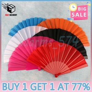 Hand Fan Held Portable Spanish Dances Fabric Folding Party Wedding UK Gift~ - Picture 1 of 18