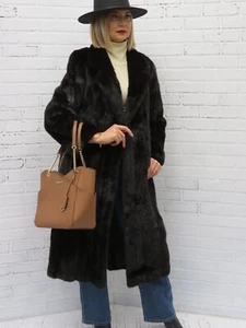 LADIES real RICH DEEP DARK MAHOGANY MINK FUR COAT notched collar 38" chest S/M - Picture 1 of 8