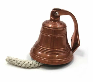 Small Ship's Bell 5" Copper Finish Solid Aluminum Nautical Hanging Wall Decor - Picture 1 of 3