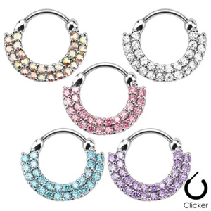 Double Row Round Rhinestone Septum Piercing - Picture 1 of 6