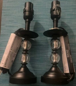 2X Mainstays Transitional Black Metal and Acrylic Table Lamp Base 11"H NEW TAGS - Picture 1 of 1