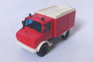 Wiking H0 1:87 #622 Mercedes Unimog Feuerwehr rot Blaulichter Vintage W.Germany - Bild 1 von 8