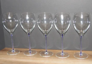Lot of 5 Orrefors Crystal Blue Intermezzo Art Glass Tall Wine Stem Goblets - Picture 1 of 21