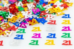 21st Multicolour Confetti Tabletop Sprinkle Anniversary Gift Birthday Decor 3PCs - Picture 1 of 6