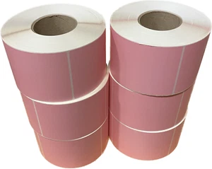 Pink 4" x 6" thermal transfer label (6 rolls per case 6000 labels) BoomPack - Picture 1 of 2