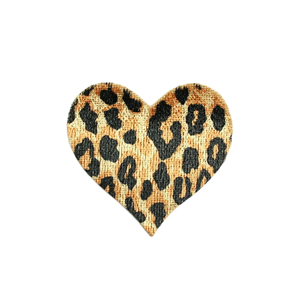 Apliques de costura con estampado de leopardo lirio guepardo corazón planchado noción por pieza Foto 1 de 1