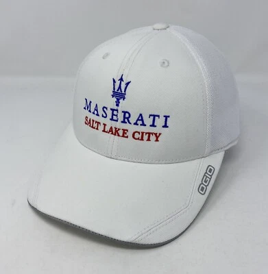 Gorra de béisbol Maserati (Salt Lake City) blanca gorra ajustada S/M malla tridente trasero Foto 1 de 4