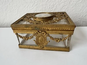ANTICO-NAPOLEANO III-BRONZO DORATO-JEAN DERVAL-RITRATTO-CRISTALLO-COFANETTO-SCATOLA-FRANCIA - Foto 1 di 21