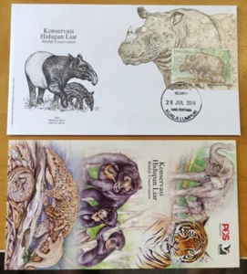 2019 Malaysia Wildlife Conservation Hidupan Badak Sumatera Rhinoceros Stamp FDC - Picture 1 of 7