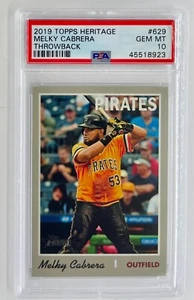 2019 Topps Heritage High MELKY CABRERA PSA 10 Throwback Variation SSP #629 Pop 3 - Picture 1 of 2