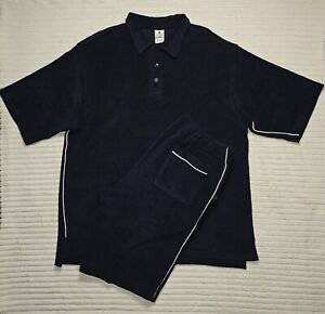 Vintage Mens Sweat Suit Blue Shirt and Shorts 2 piece Set 3XL Terry Streetwear