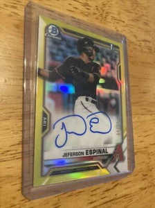 2021 BOWMAN CHROME JEFERSON ESPINAL CANARY YELLOW AUTO SP ROOKIE CARD 68/75 - Picture 1 of 1
