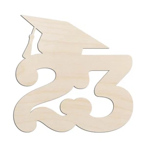 2023 Graduation Cap #2 Laser Cut Out Unfinished Wood Shape Craft Supply - Picture 1 of 6