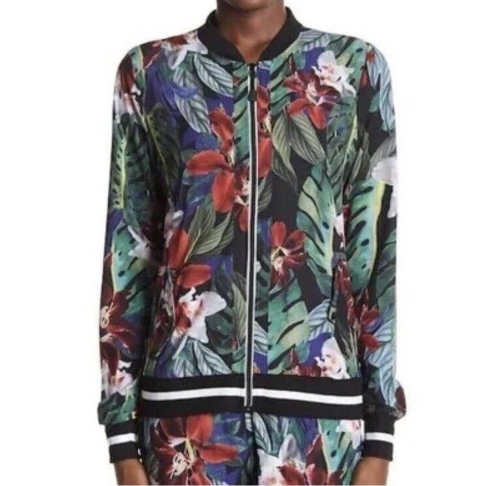 C&C California Women's Size L Multicolor Tropical Lightweight Bomber Jacket - Image 1 of 4