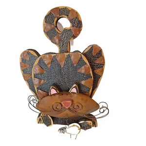 Rustic Wood & Tin Cat & Mouse Whimsical Wall hanging, Country, Cottage Core - Picture 1 of 11