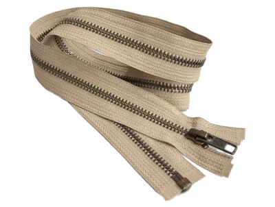 Chaqueta de metal de peso medio de latón antigua YKK #5 36" pulgadas con cremallera separada Foto 1 de 4