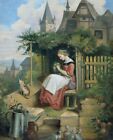 Joseph Hasslwander : "Girl in Home Garden" (undated) — Giclee Fine Art Print