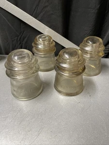 Vintage Whitall Tatum No. 2 Clear glass insulators ~ Set of 4 - Picture 1 of 8