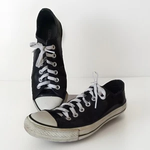 Converse Chuck Taylor All Star Sneakers Womens 8.5 Black Patent Leather Shoes - Picture 1 of 12