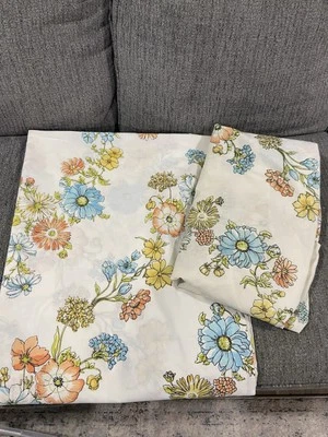 VTG Springmaid Double Flat & Fitted Retro floral percale usa mcm - Image 1 of 4