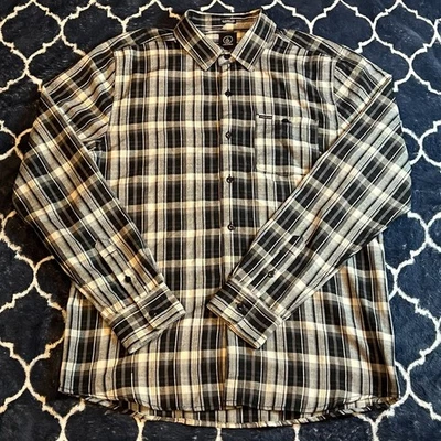 Volcom Black/White Men’s Long Sleeve Button Down Shirt Size Medium - Image 1 of 4
