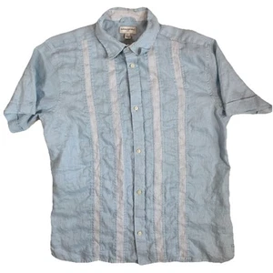 Banana Republic Shirt Men XL Blue 100% Linen Beach Summer Button Up Short Sleeve - Picture 1 of 11