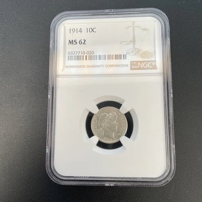 1914 10C Barber Dime MS62 NGC - Image 1 of 4