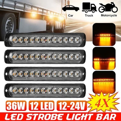 4X Frontblitzer Blitzlicht Warnleuchte Strobe Licht   12-24V Gelb KFZ LKW PKW - Bild 1 von 4