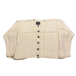 Carraig Donn Cardigan Irish Sweater S Cable Knit Ireland Wool Chunky Fisherman - Picture 1 of 6