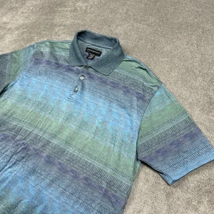 Jhane Barnes Polo Shirt Mens Large Multicolor Geometric Cotton Knit Retro - Picture 1 of 8