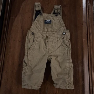 OshKosh B’Gosh Toddler Boys 3m Tan Overalls Tan Lined Snap Closure - Picture 1 of 9
