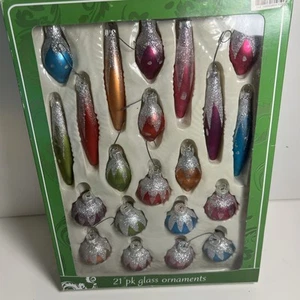 Christmas Glass Ornaments Box Of 21 - Picture 1 of 3