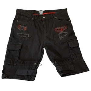Pantalones Cortos Carga ROCK SALT Negros Para Hombre Talla 40 Bordados Envejecidos - Imagen 1 de 13