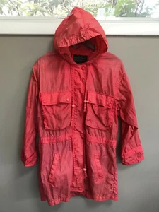 Vintage Pink Orange Eddie Bauer Regenjacke Parka KAPUZE Damen Small S UNIKAT - Bild 1 von 12