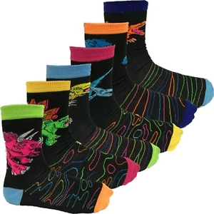 Boys Girls Dinosaur Novelty Colourful Socks Fun Design Kids 3-5.5, 6-8.5, 9-12 - Picture 1 of 7